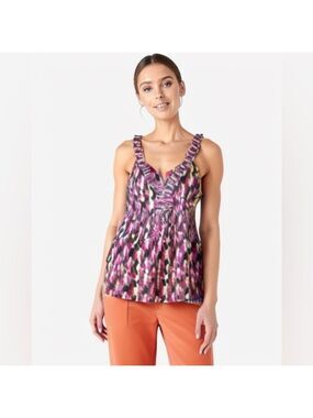 Elle Women's Sleeveless V-Neck Multi-Colored Blouse